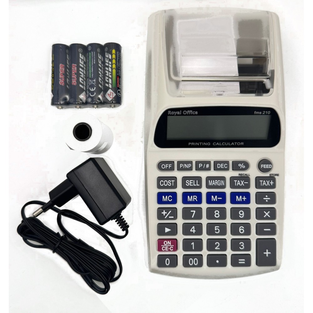 CALCOLATRICE ROYAL OFFICE FMS 210 PORTATILE SCRIVENTE 12 CIFRE NERO