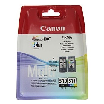 CARTUCCIA CANON MULTIPACK PG 510 CL511 ORIGINALE KIT2 2970B010