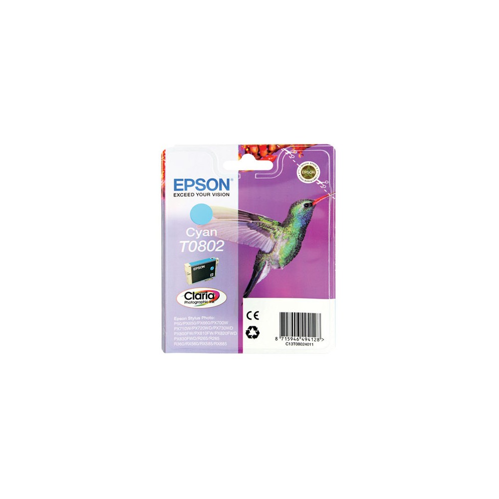 CARTUCCIA EPSON T0802 CYAN ORIGINALE C13T08024011