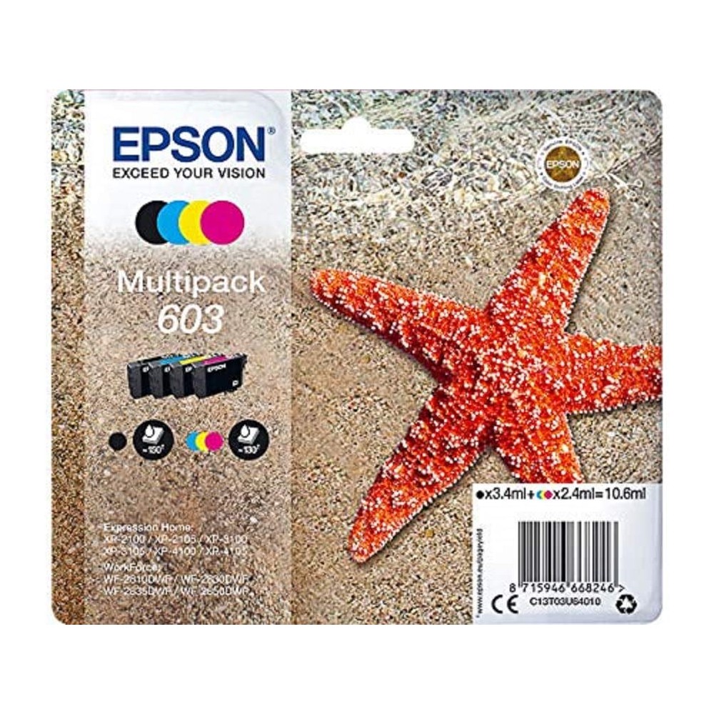 CARTUCCIA MULTIPACK EPSON 603 C13T03U64010 BK/C/M/Y ORIGINALE