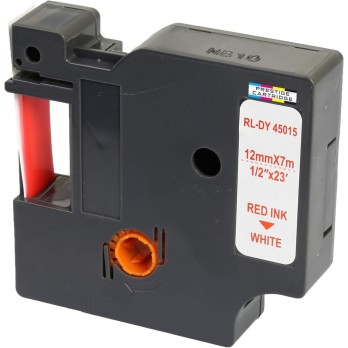 CASSETTA NASTRO D45015 12mmX7m ROSSO SU BIANCO S0720550 COMPATIBILE PER DYMO-500TS Eletronic labelling ETICHETTE 45015