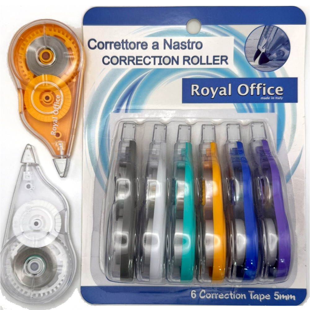 CORRETTORE A NASTRO ROYAL OFFICE 5mm x12M BLISTER 6 COLORI