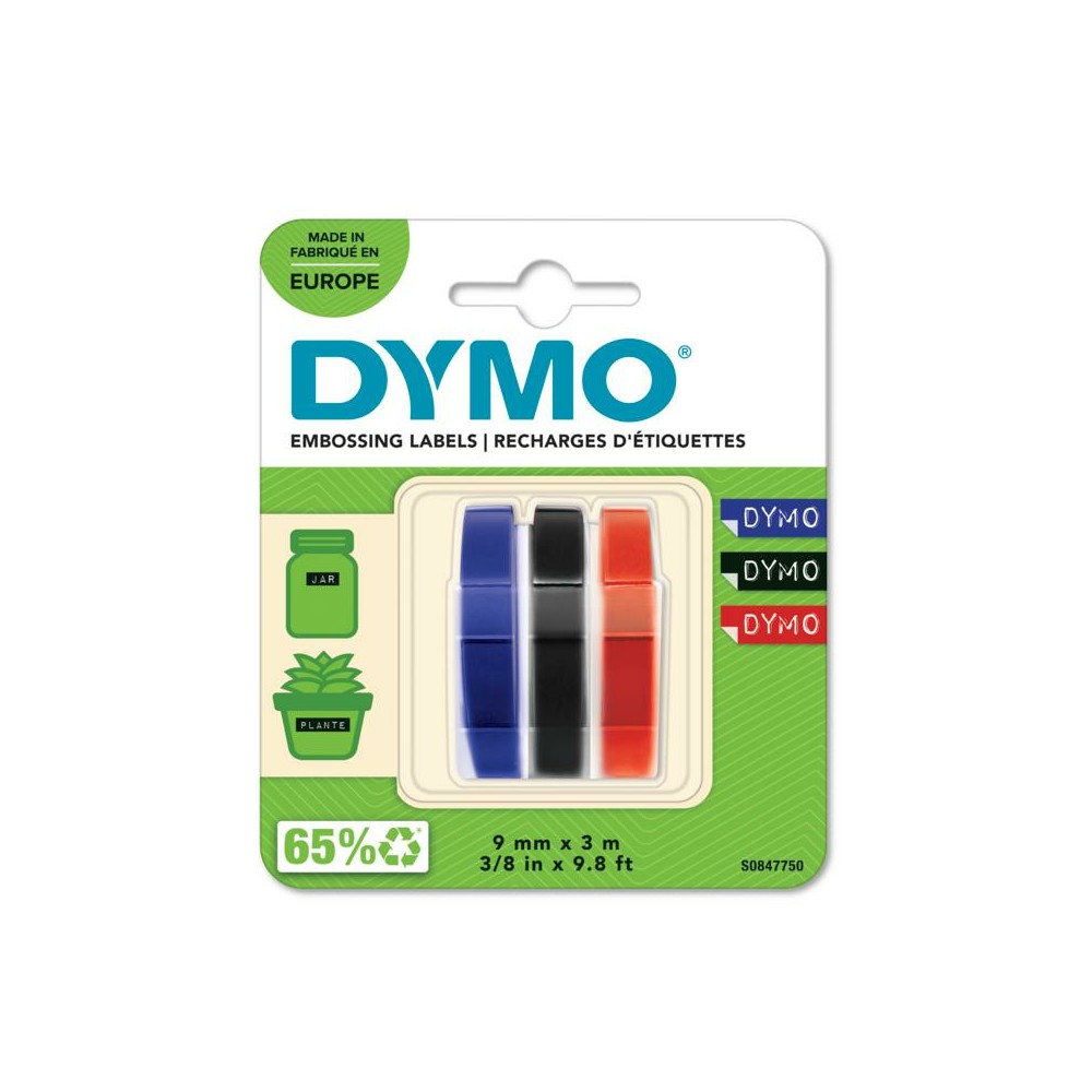 ETICHETTE LABEL PER DYMO KIT 3PZ NERO-BLU-ROSSO S0847750 3,3 9MM TAPE EU