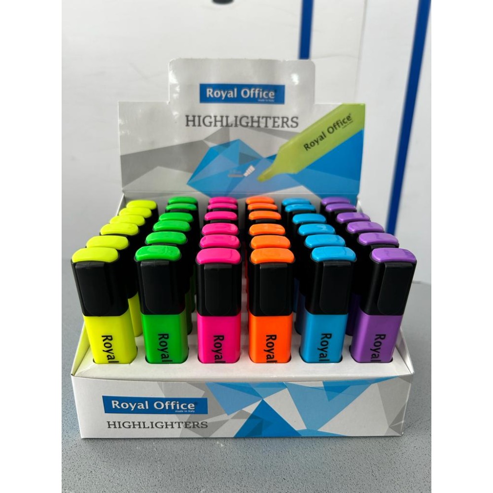 EVIDENZIATORI ROYAL OFFICE 6 COLORI ASSORTITI FLUO SET DA 36