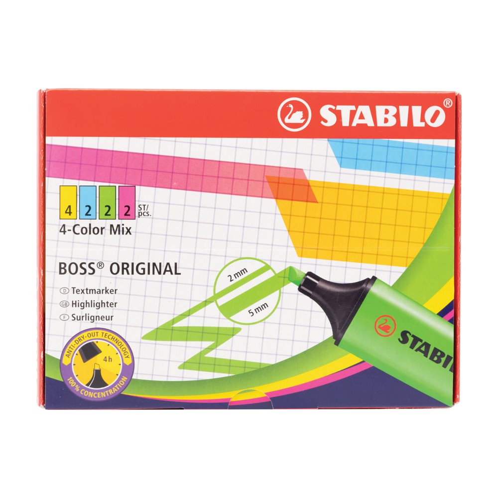 EVIDENZIATORI STABILO BOSS CONFEZIONE 10 PZ COLORI ASSORTITI FLUORESCENTI 70/10-1