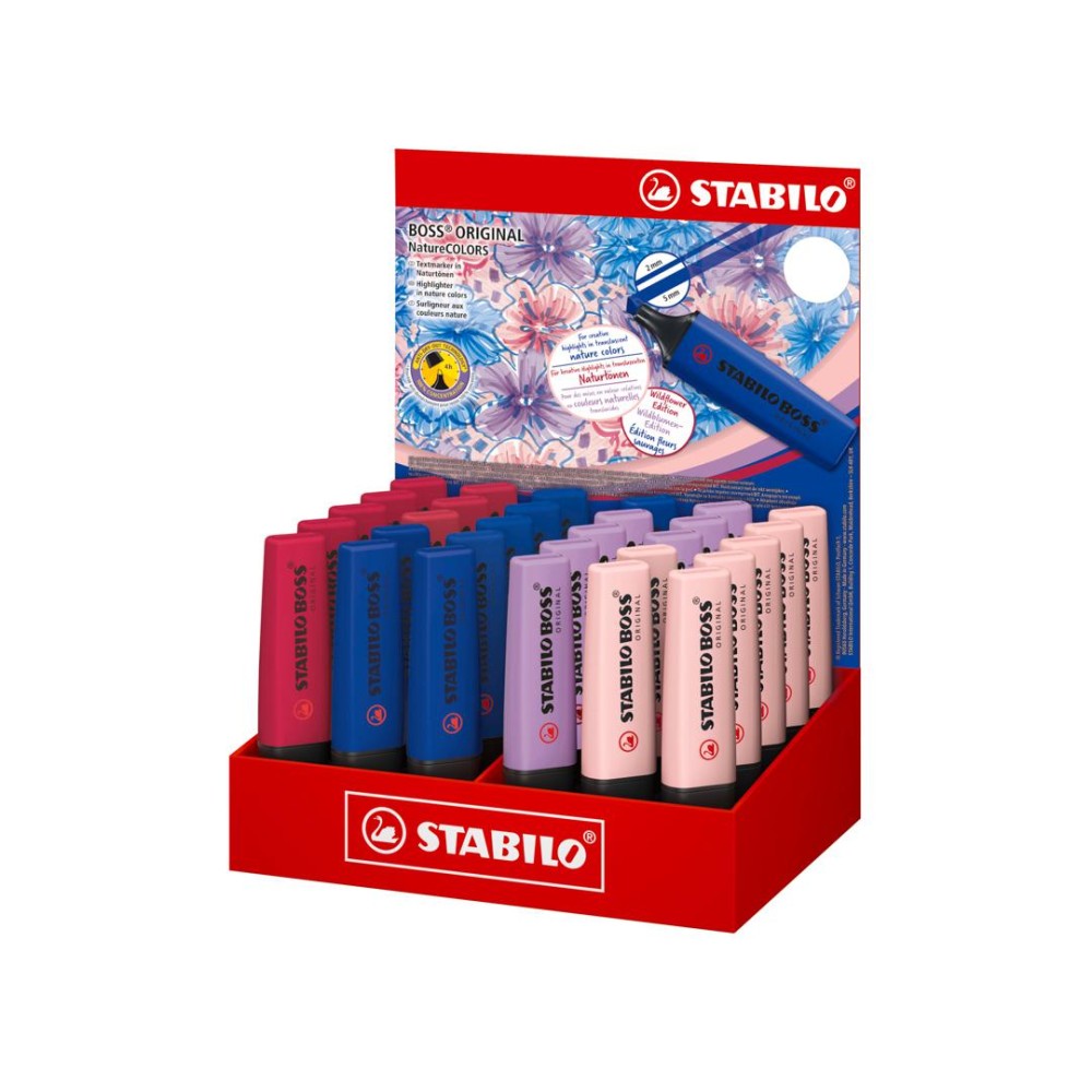 EVIDENZIATORI STABILO BOSS NATURECOLORS WILDFLOWER ESPOSITORE 30 PZ COLORI ASSORTITI 70/30-3-2