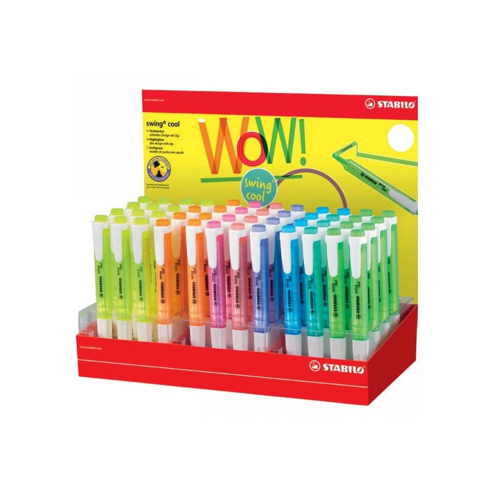 EVIDENZIATORI STABILO SWING COOL ESPOSITORE 48 PZ COLORI ASSORTITI FLUO 275/48-1
