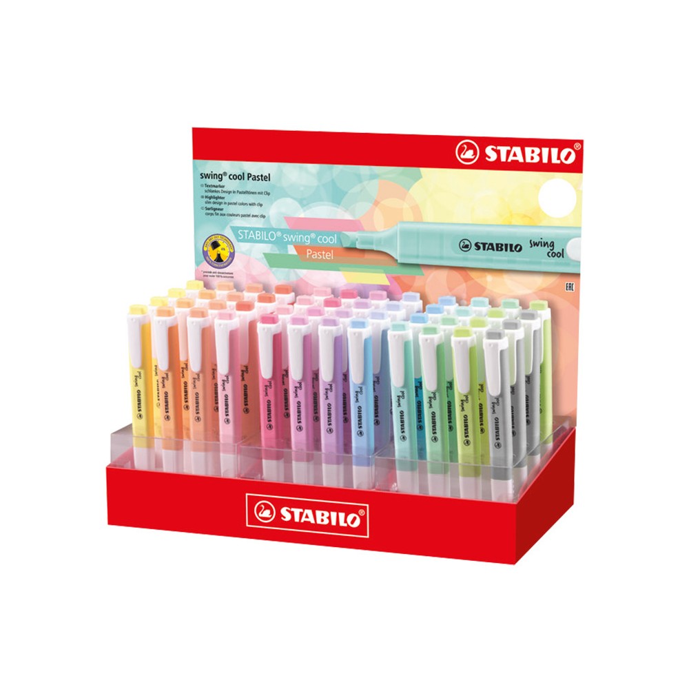 EVIDENZIATORI STABILO SWING COOL ESPOSITORE 48 PZ COLORI ASSORTITI PASTEL 275/48-8-2