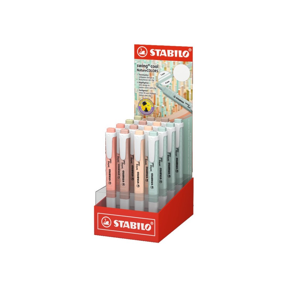 EVIDENZIATORI STABILO SWING COOL NATURE ESPOSITORE 16 PZ COLORI ASSORTITI NATURECOLORS 275/16-9