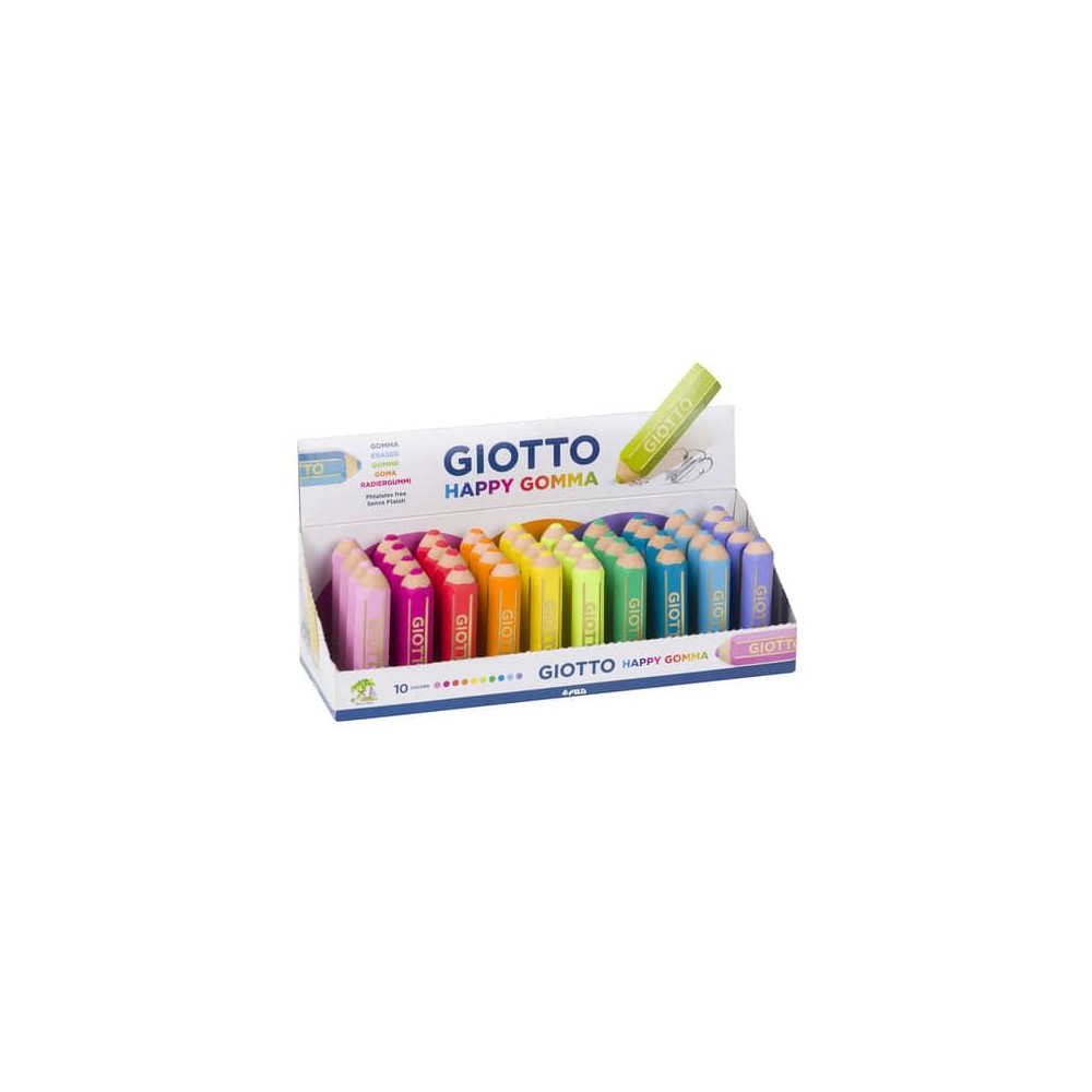 GOMME GIOTTO COLORI ASSORTITI HAPPY GOMME CONFEZIONE 40PZ F233800