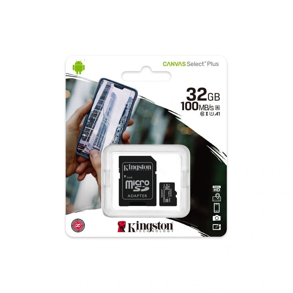 Kingston Canvas Select Plus SDCS2/32GB Scheda microSD Classe 10 con Adattatore SD Incluso, 32 GB