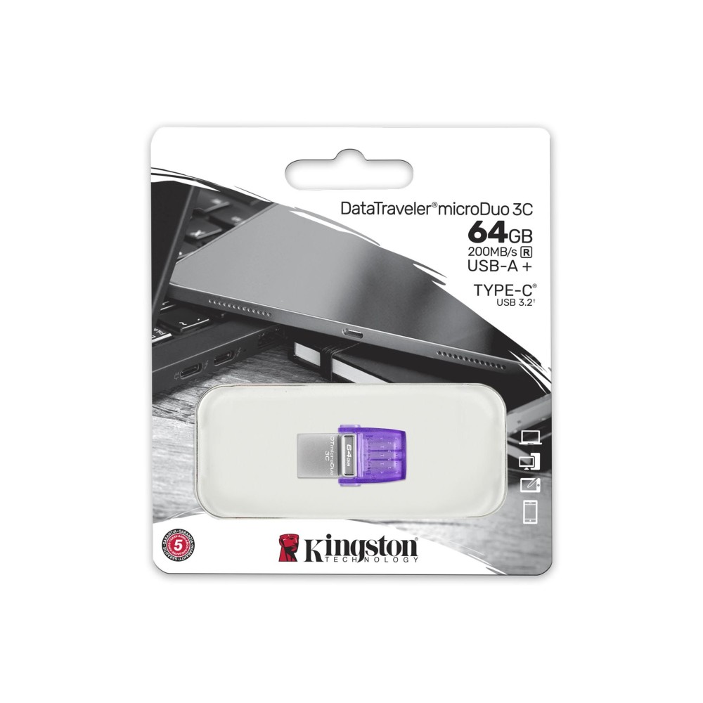 KINGSTON DTDUO3CG3 64GB USB microDuo 3C 200MB/s dual USB-A + USB-C Tassa siae inclusa