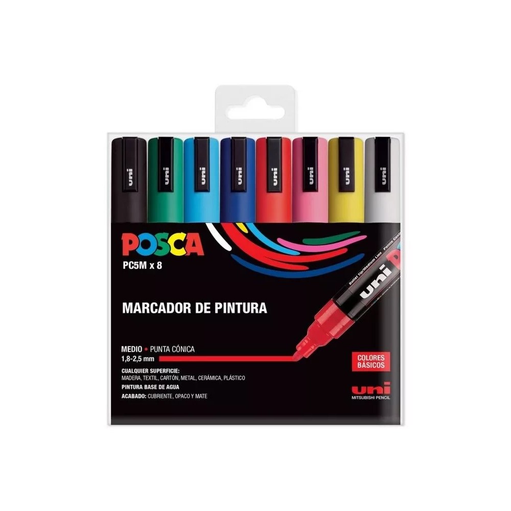 MARKER UNI POSCA PM-5 CONFEZIONE 8 COLORI