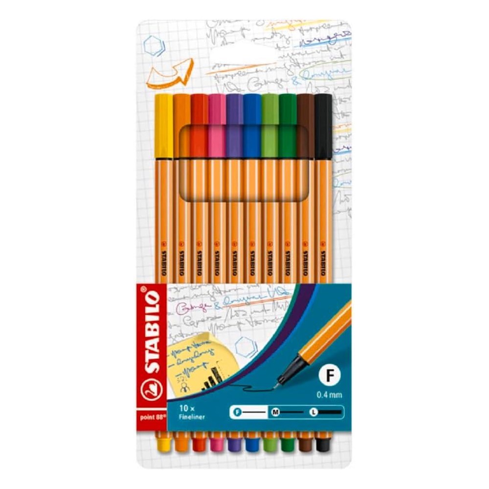 PENNE FINELINER POINT 88 ASTUCCIO 10PZ COLORI ASSORTITI STABILO 8810 1076676