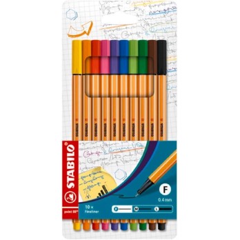 PENNE FINELINER POINT 88 ASTUCCIO 10PZ COLORI ASSORTITI STABILO 8810 1076676