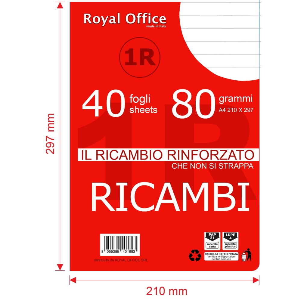 RICAMBI RINFORZATI ROYAL OFFICE 80GR 40FF 1R