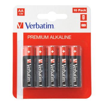 VERBATIM ALKALINE BATTERY AA 10 PACK (HANGCARD) 49875