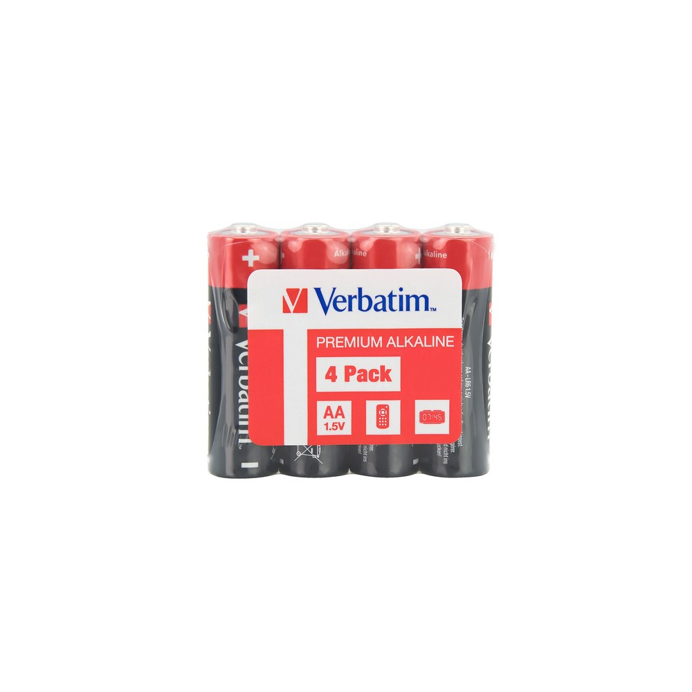 VERBATIM ALKALINE BATTERY AA 4 PACK (SHRINK WRAP) 49501