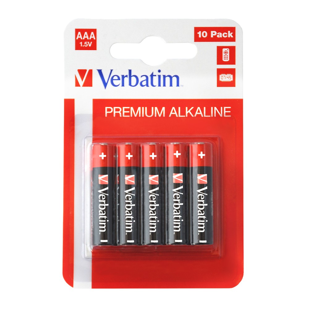 VERBATIM ALKALINE BATTERY AAA 10 PACK (HANGCARD) 49874