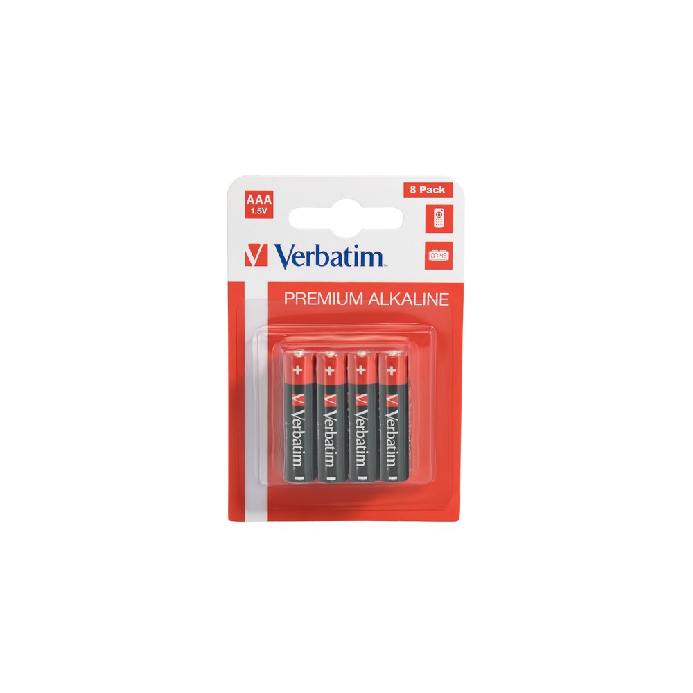 VERBATIM ALKALINE BATTERY AAA 8 PACK (HANGCARD) 49502