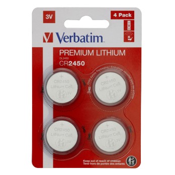 VERBATIM LITHIUM BATTERY CR2450 3V 4 PACK 49535
