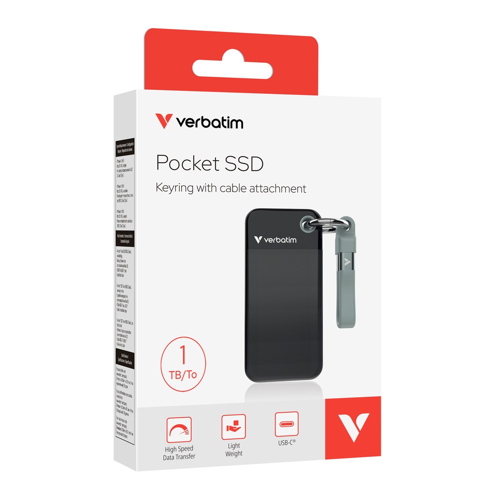 VERBATIM SSD PocketSSD SNG USB 3,2 1T Gen2 Cod. 32190 BLK GREY