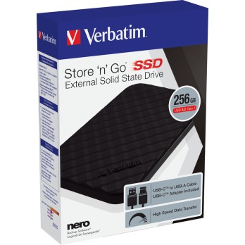 VERBATIM SSD STORE ´N´ GO PORTABLE USB 3.2 GEN1 256GB BLACK (USB-C Type)  53249