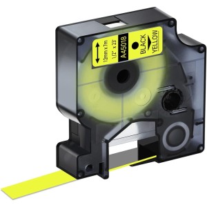 CASSETTA NASTRO D45018 12mmX7m NERO SU GIALLO S0720580 COMPATIBILE PER DYMO-500TS Eletronic labelling ETICHETTE 45018