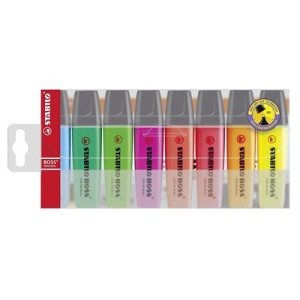 EVIDENZIATORI STABILO BOSS CONFEZIONE 8 PZ COLORI ASSORTITI FLUORESCENTI 70/8
