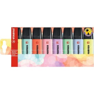 EVIDENZIATORI STABILO BOSS CONFEZIONE 8 PZ COLORI ASSORTITI PASTEL 70/8-3