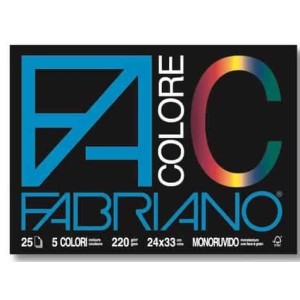 FABRIANO BLOCCO 24X33 COLOR 220 GR 25 FG 5 COLORI