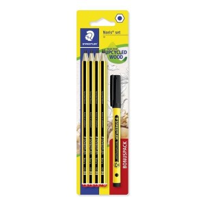 MATITE STAEDTLER NORIS SET 8 MATITE HB 1 PENNARELLO PERMANENTE LUMOCOLOR NERO