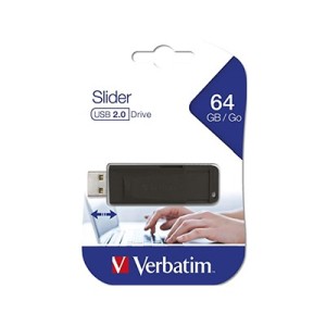 VERBATIM STORE N GO SLIDER 64GB USB DRIVE 2.0 98698