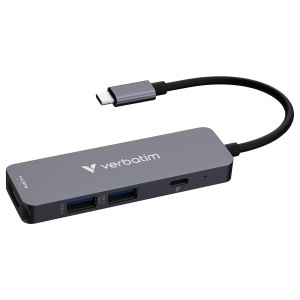 VERBATIM USB-C Essentials Multiport 4 Port Hub, HDMI / USB / 100W PD - 32155 T.-Code: 84718000 EAN Code 0023942321552