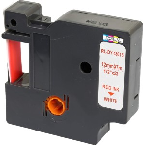 CASSETTA NASTRO D45015 12mmX7m ROSSO SU BIANCO S0720550 COMPATIBILE PER DYMO-500TS Eletronic labelling ETICHETTE 45015