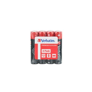 VERBATIM ALKALINE BATTERY AAA 4 PACK (SHRINK WRAP) 49500